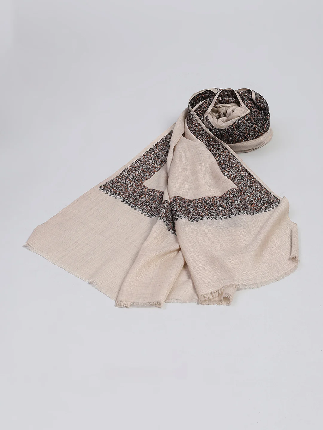 Women Beige Self Design Shawl - Image 6