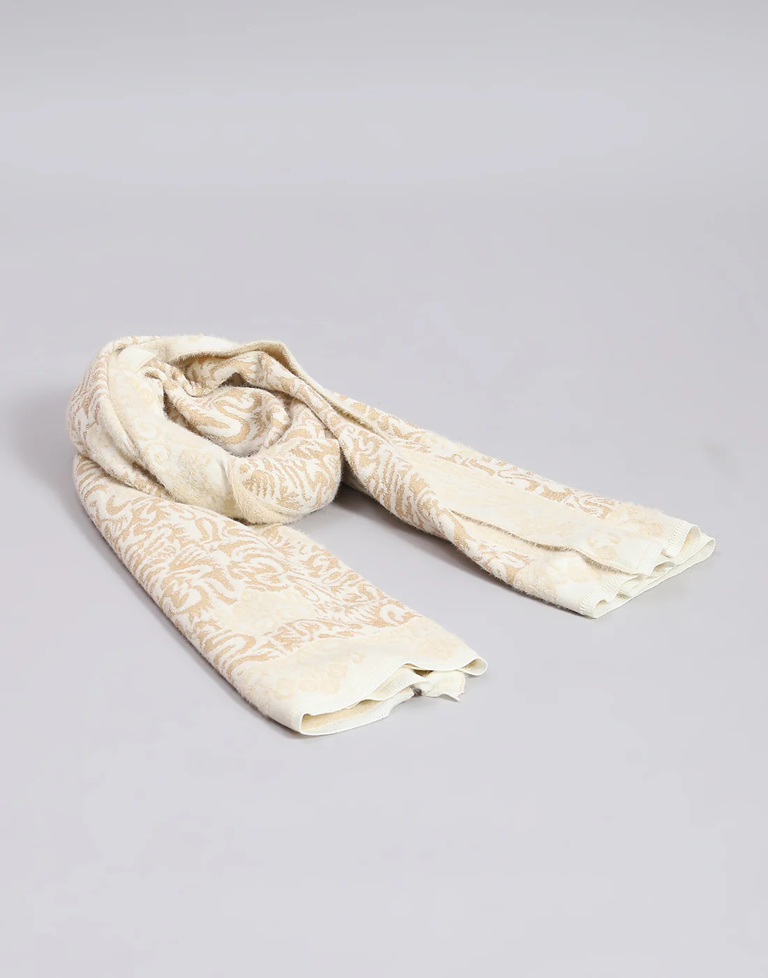 Women Beige Self Design Stole - Image 5