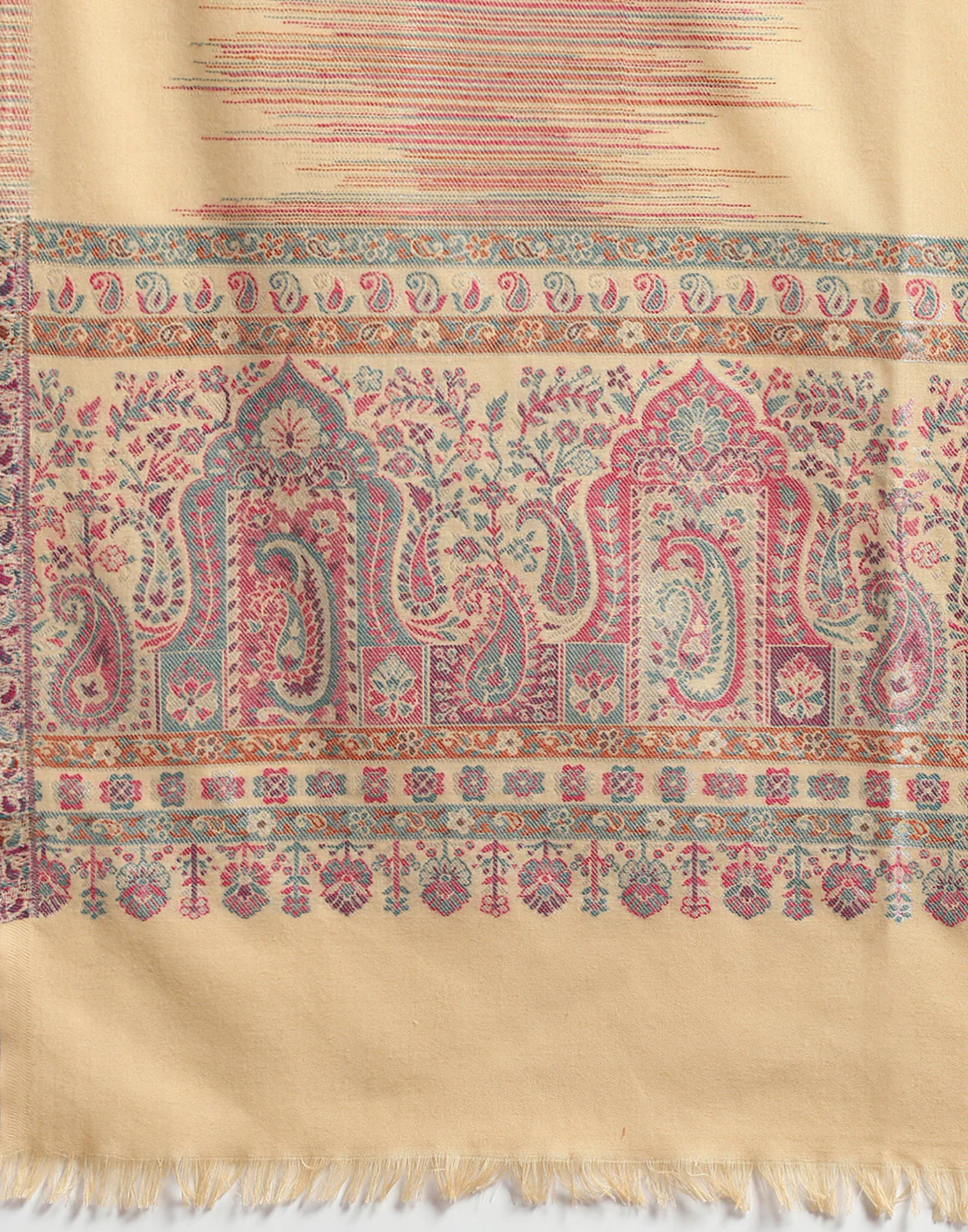 Women Beige Self Design Stole - Image 6