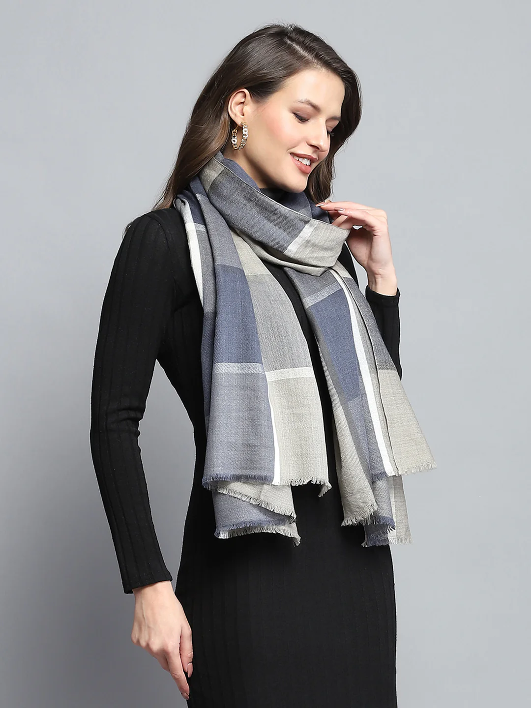 Women Beige Self Design Stole - Image 5