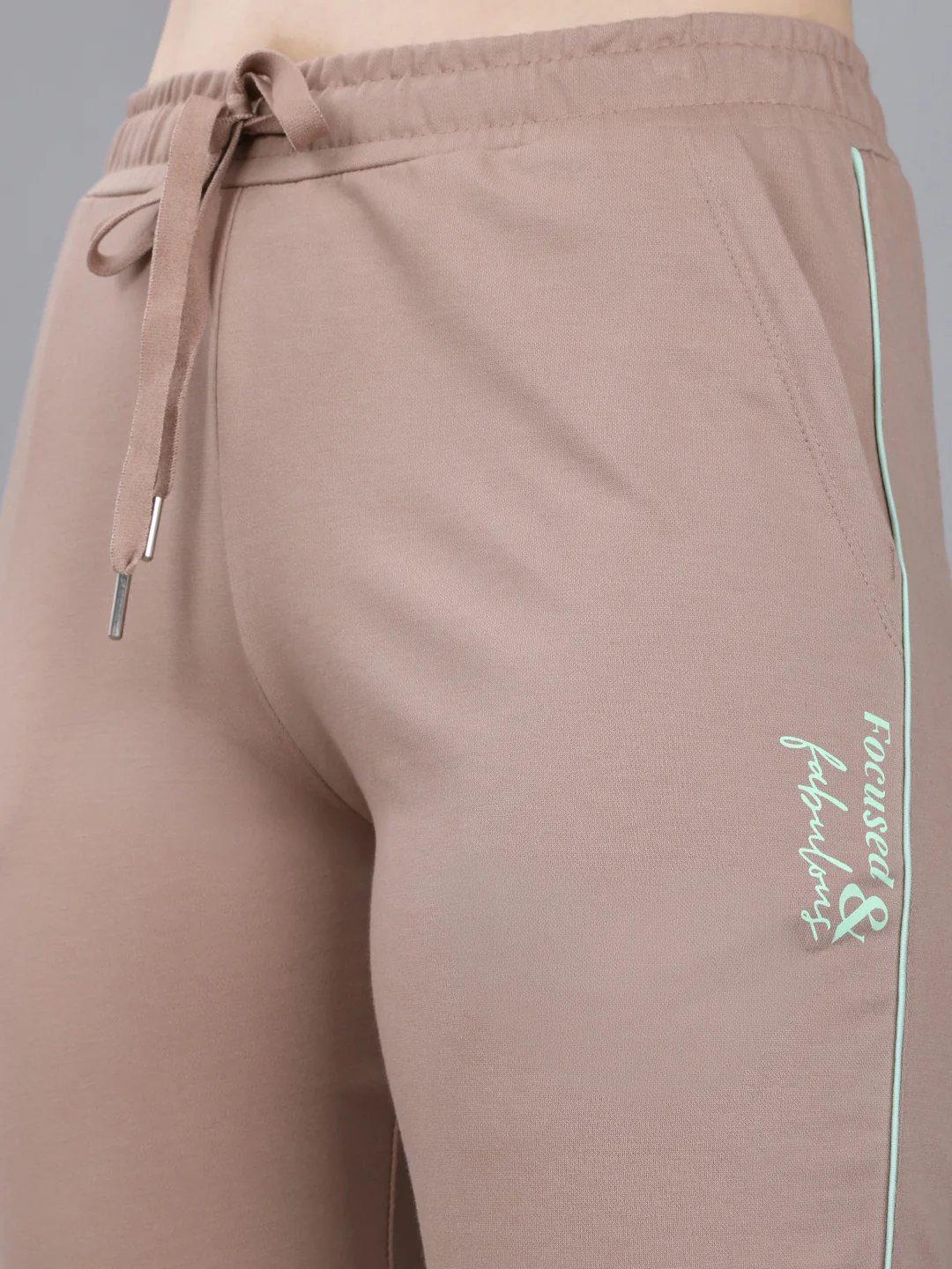 Women Beige Solid Regular Fit Lower - Image 4