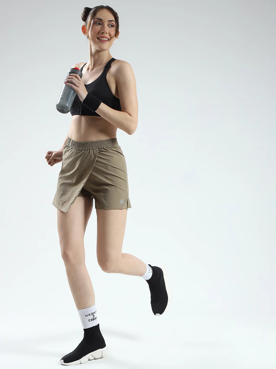 Rock.it Women Beige Solid Regular Fit Shorts - Image 2