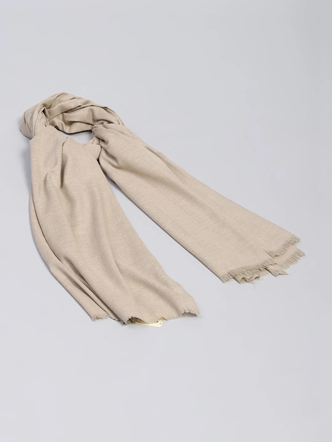 Women Beige Solid Shawl - Image 2