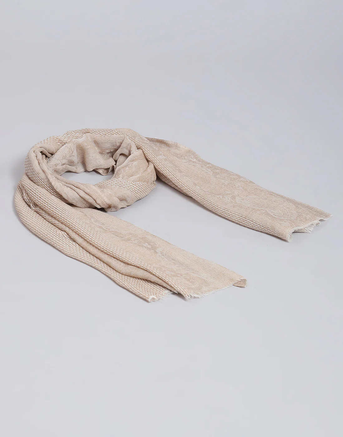 Women Beige Solid Stole - Image 6