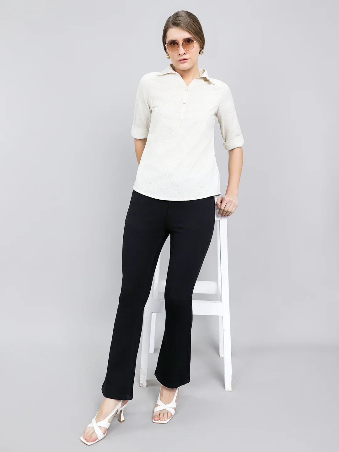 Women Black Light Wash Regular Fit Denim - Image 6