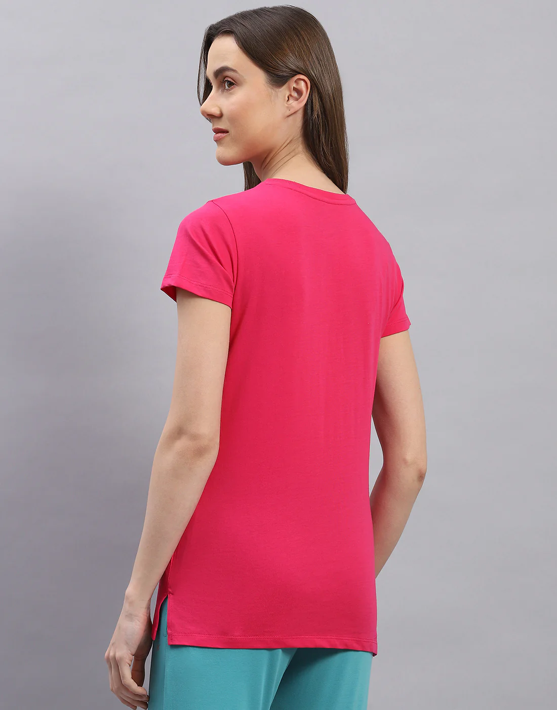 Women Black & Pink Printed Round Neck Half Sleeve Top 2 Pc Set - Image 6