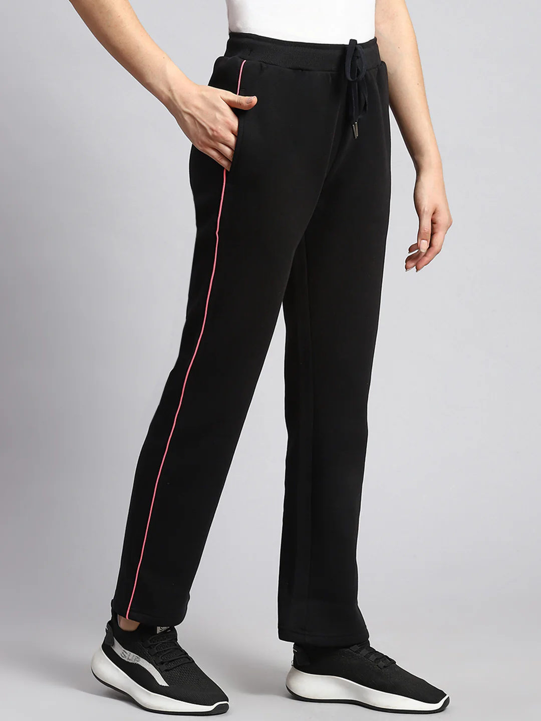 Women Black Plain Winter Lower - Image 3