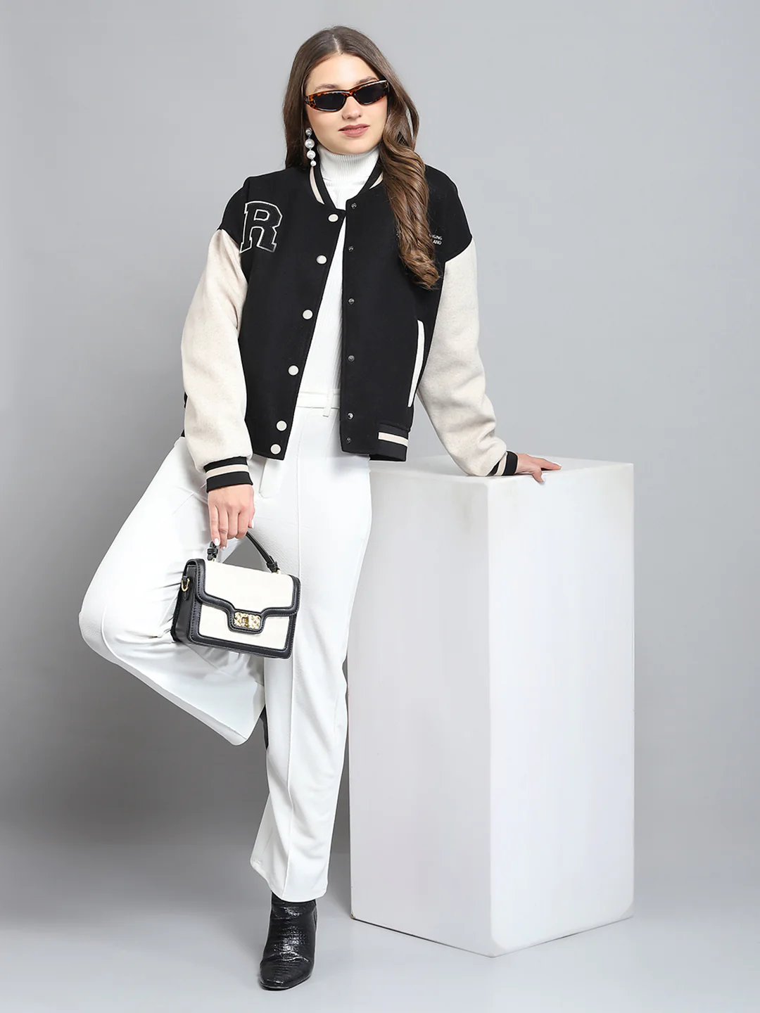 Rock.it Women Black Printed Band Collar Full Sleeve Jacket - Image 2