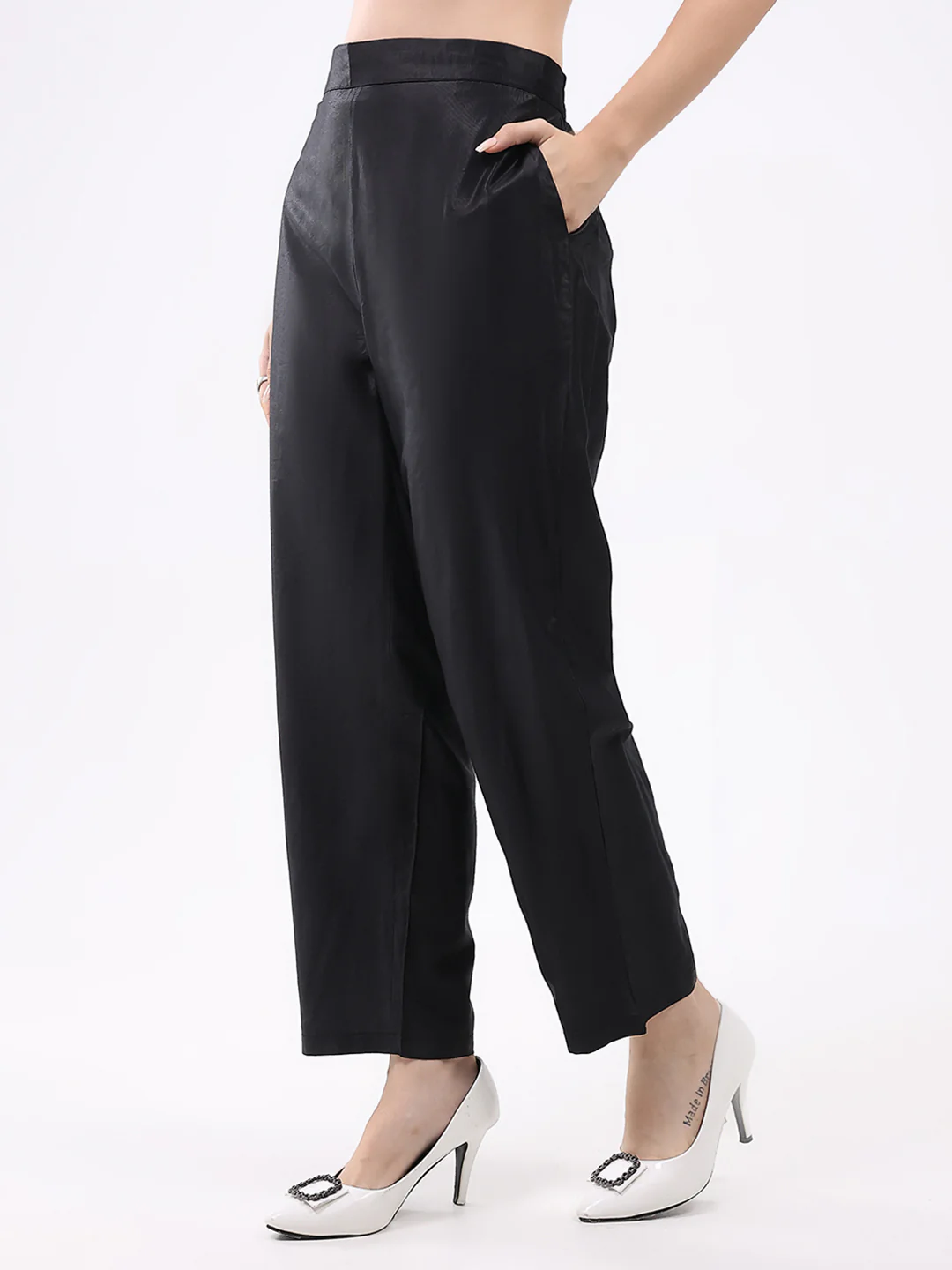 Women Black Printed Collar 3/4th Sleeve Cords Set - Image 8