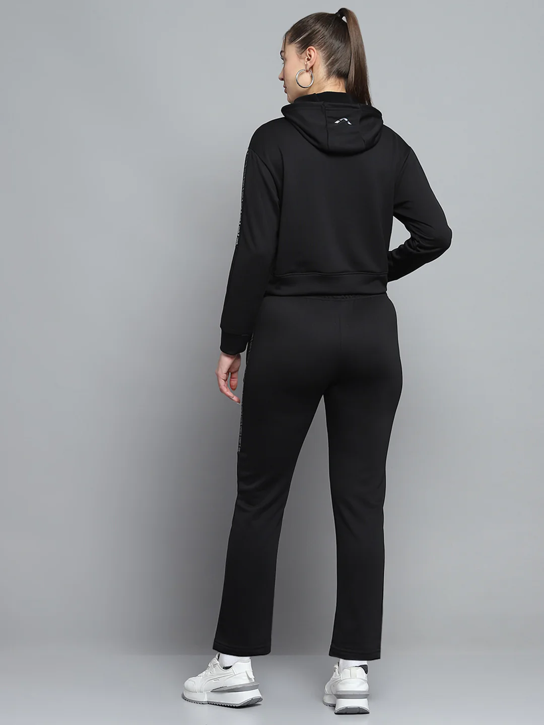Rock.it Women Black Printed Hooded Full Sleeve Tracksuit - Image 5
