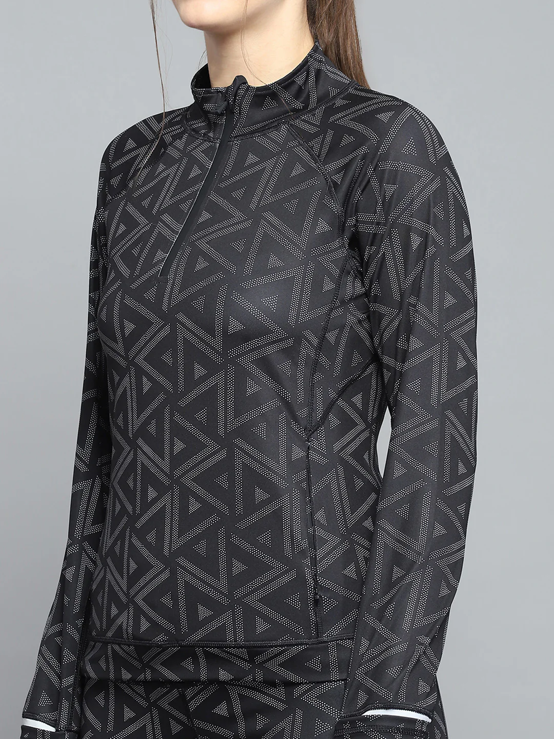 Rock.it Women Black Printed Mock Neck Full Sleeve Tracksuit - Image 7