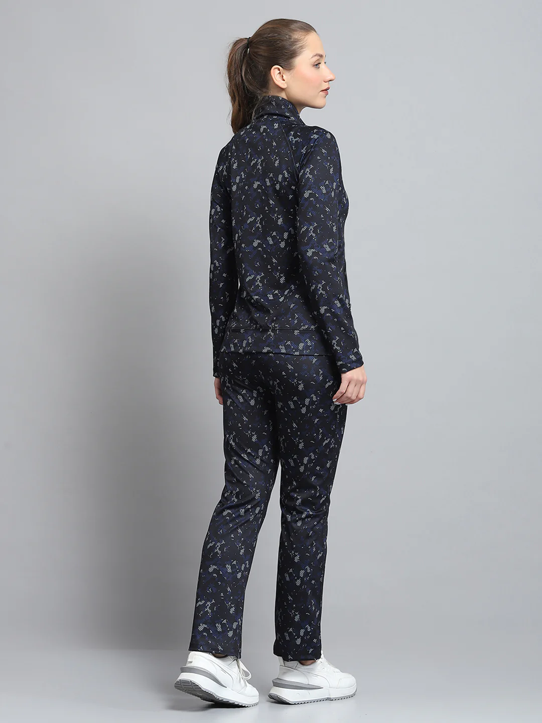 Rock.it Women Black Printed Mock Neck Full Sleeve Tracksuit - Image 5