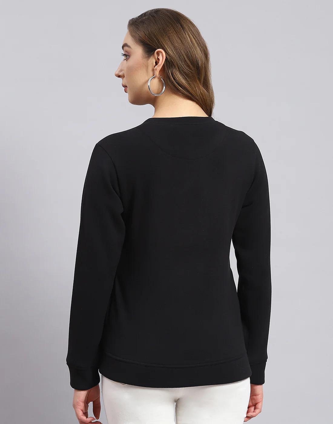 Women Black Printed Round Neck Full Sleeve Sweatshirt - Image 6