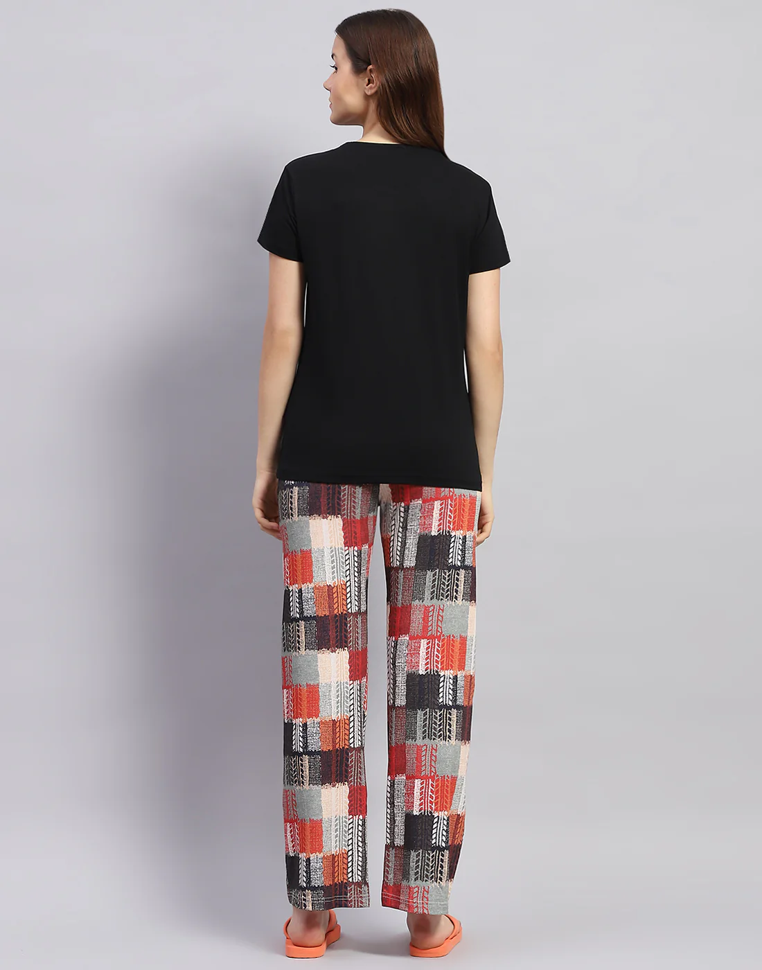 Women Black Printed Round Neck Half Sleeve Lower Set - Image 6