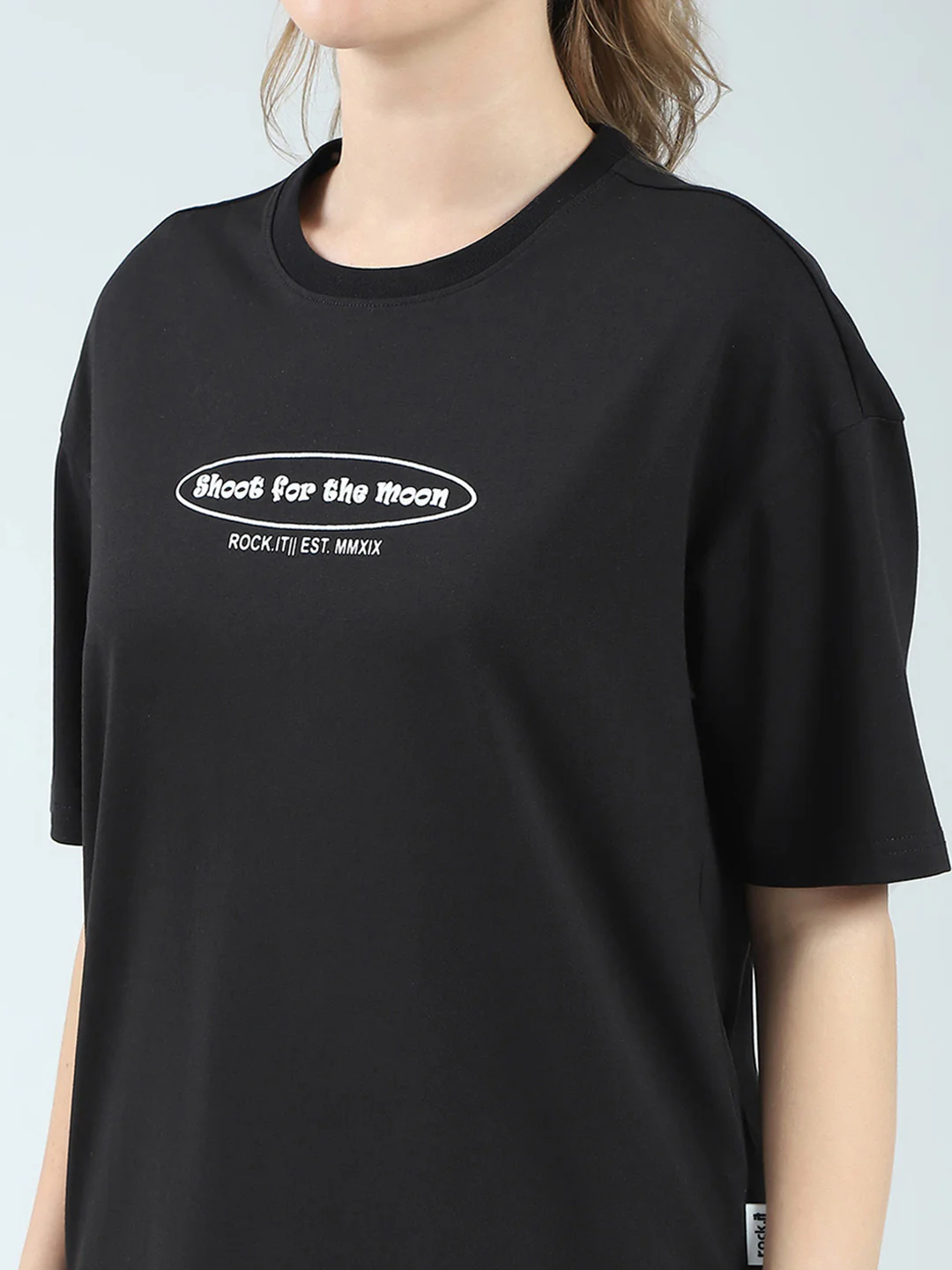 Rock.it Women Black Printed Round Neck Half Sleeve Top - Image 7