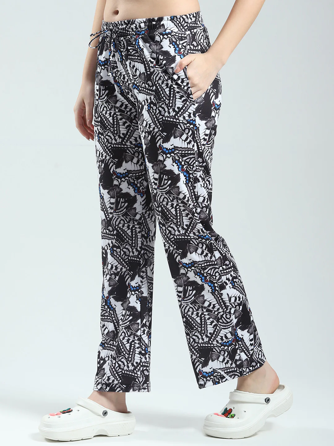 Women Black Printed Round Neck Half Sleeve Lower Set - Image 6