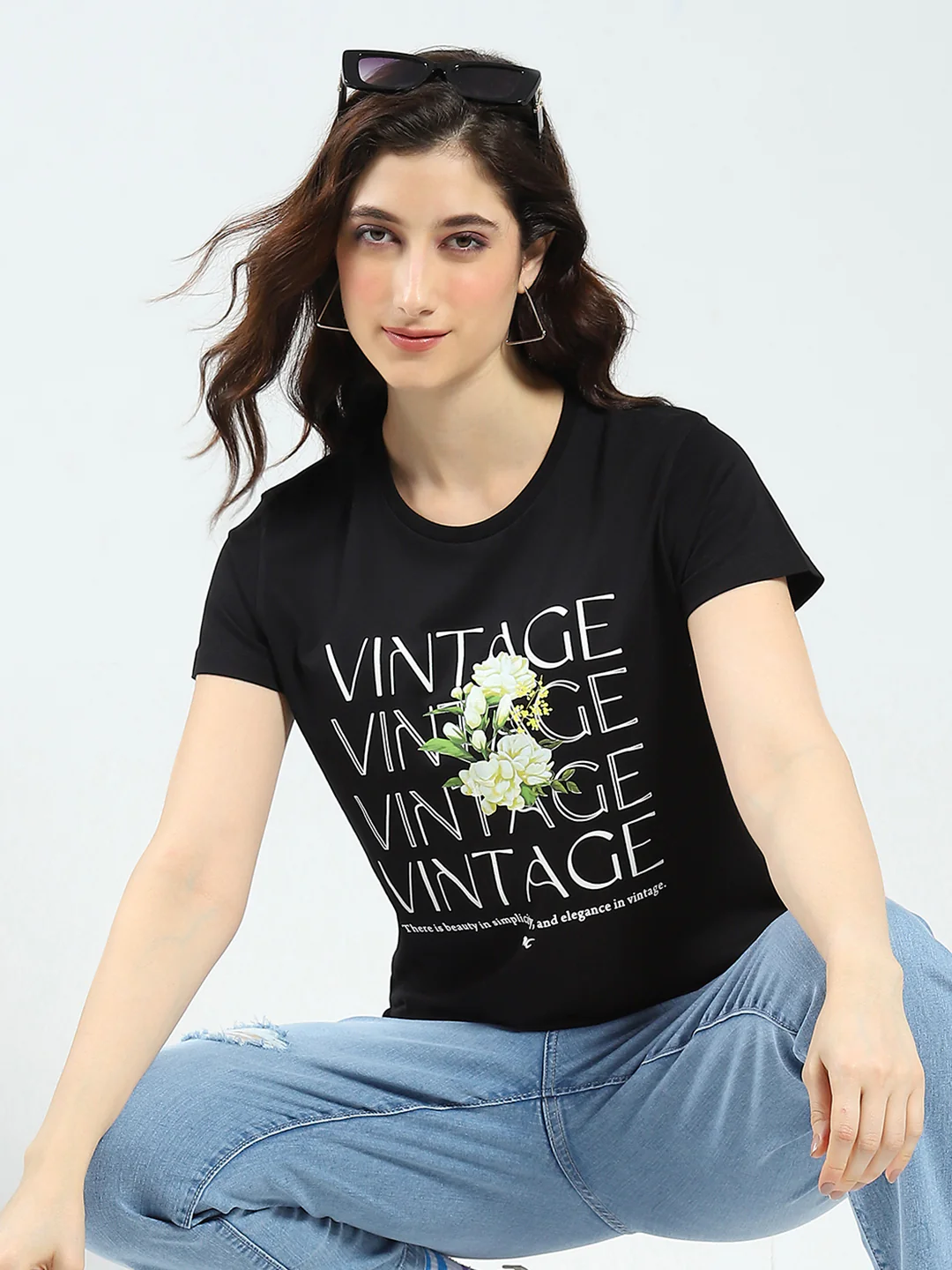 Women Black & Red Printed Round Neck Half Sleeve Top 2Pc Set - Image 8