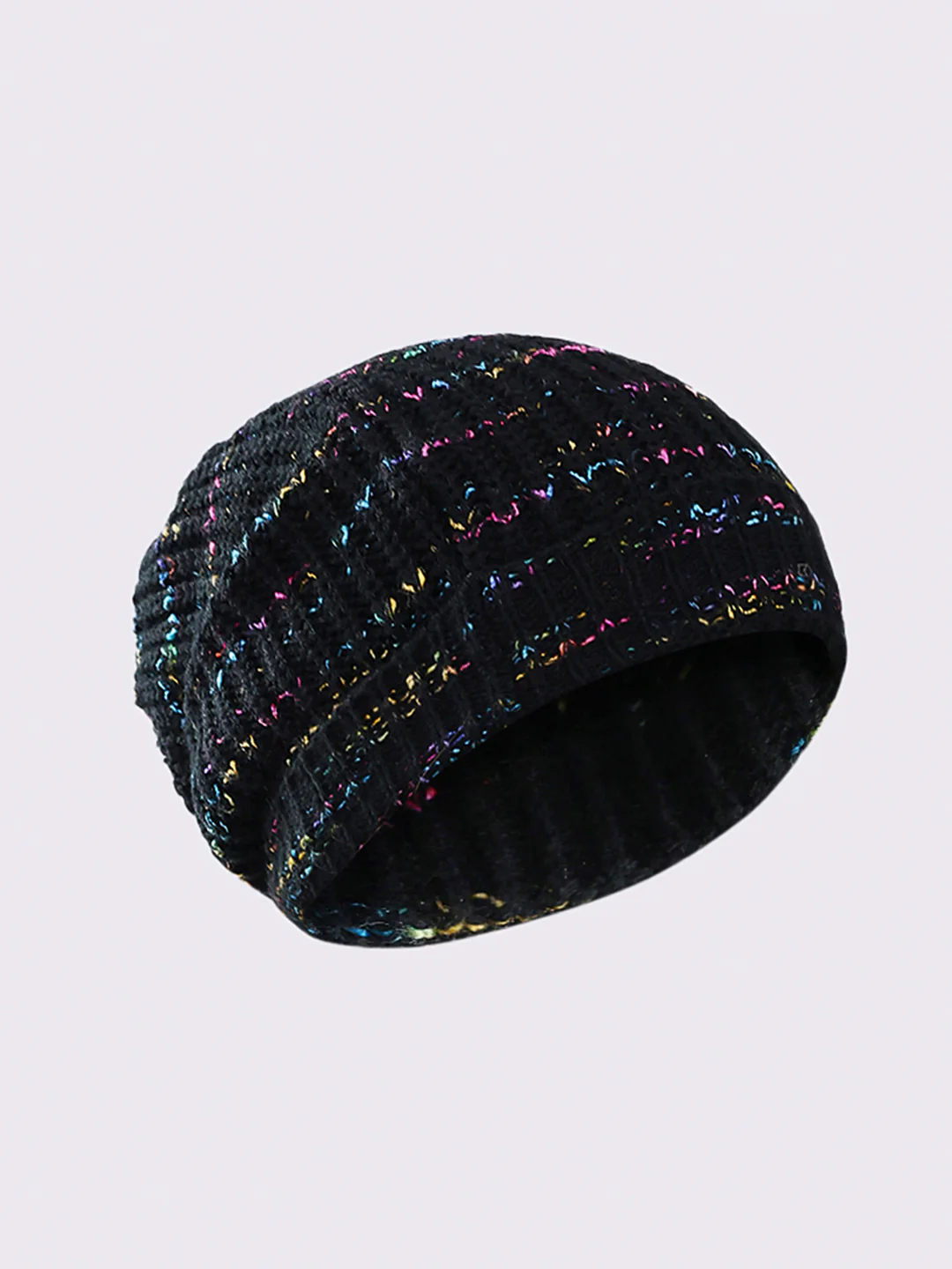 Women Black Self Design Blend Wool Cap - Image 2