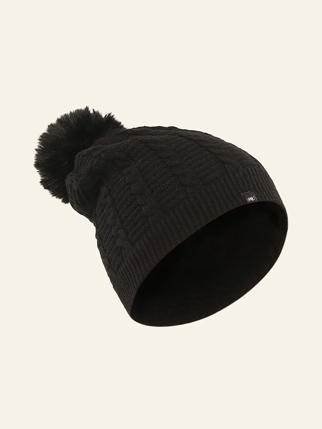 Women Black Self Design Cap - Image 2