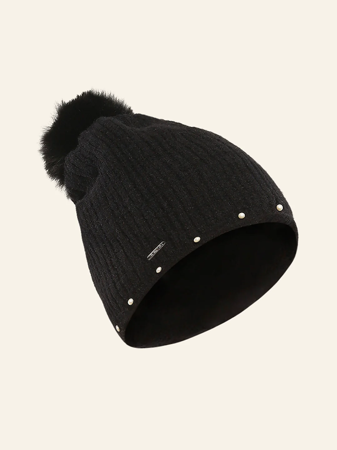 Women Black Self Design Cap - Image 2