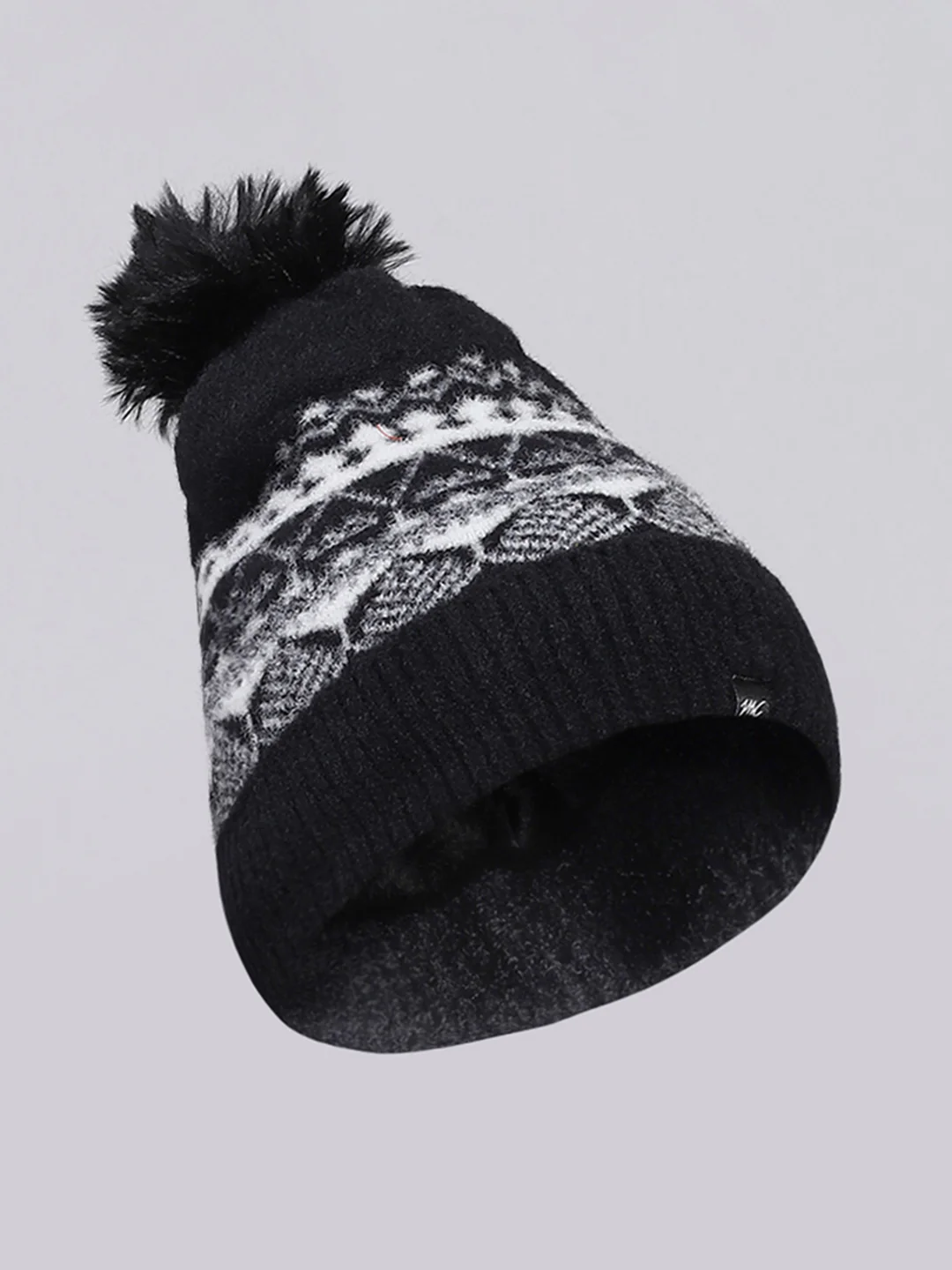 Women Black Self Design Cap - Image 2
