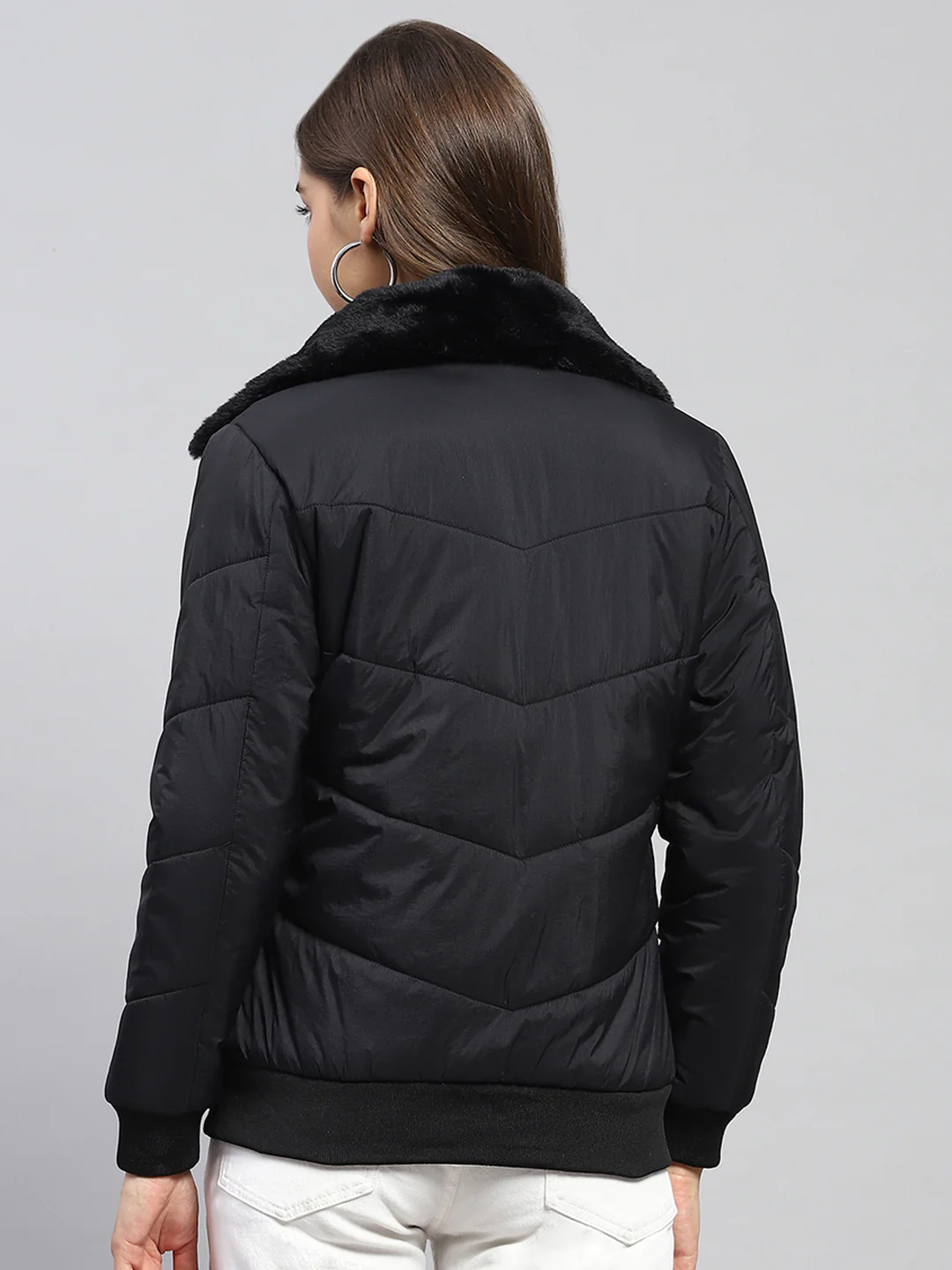Women Black Self Design Collar Full Sleeve Jacket - Image 5