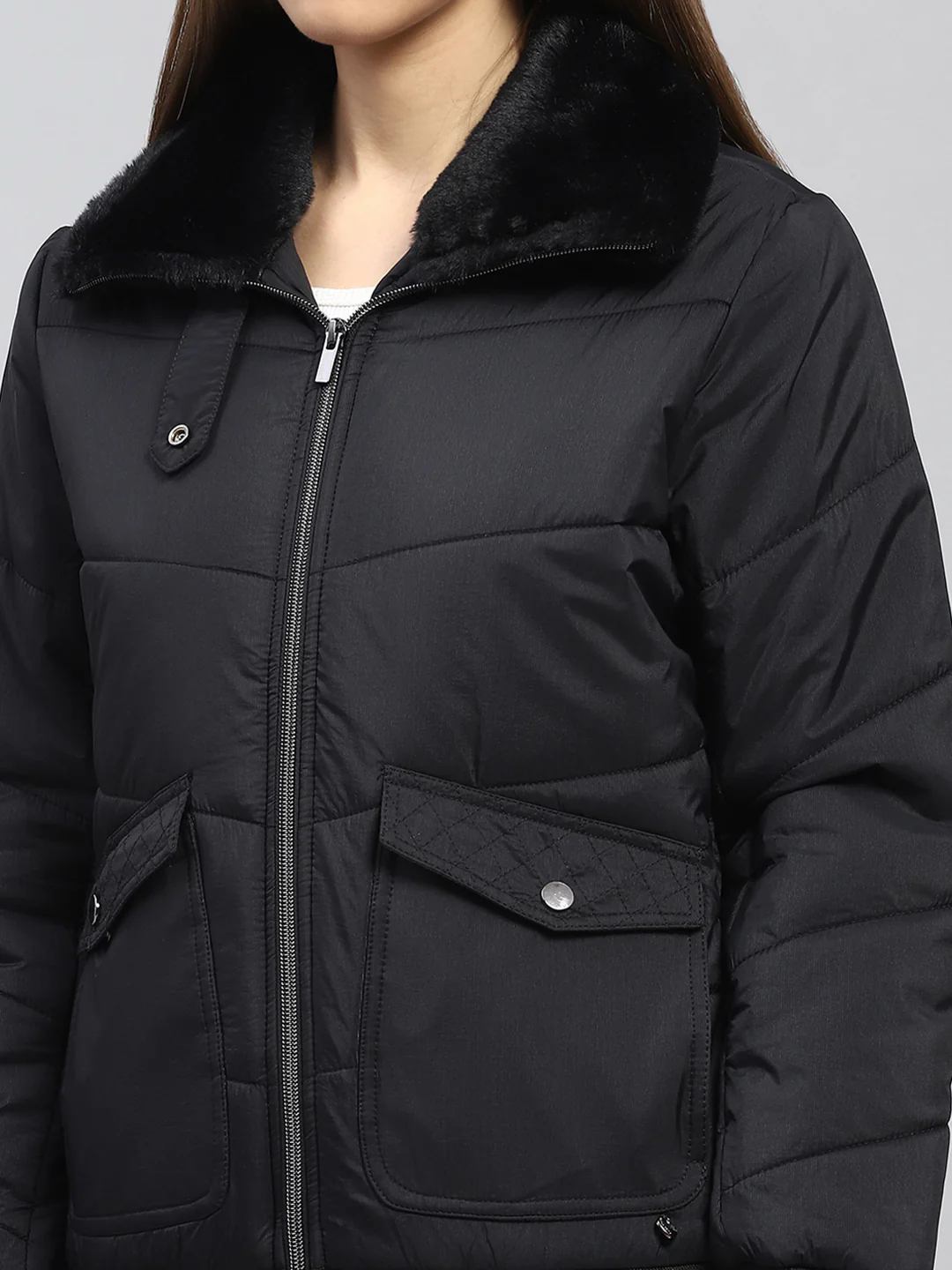 Women Black Self Design Collar Full Sleeve Jacket - Image 6