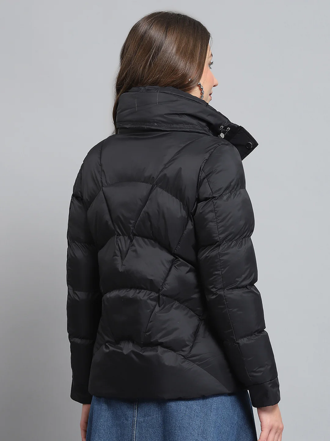 Women Black Self Design Collar Full Sleeve Jacket - Image 5
