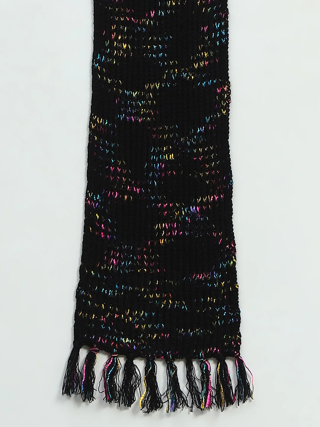 Women Black Self Design Muffler - Image 7