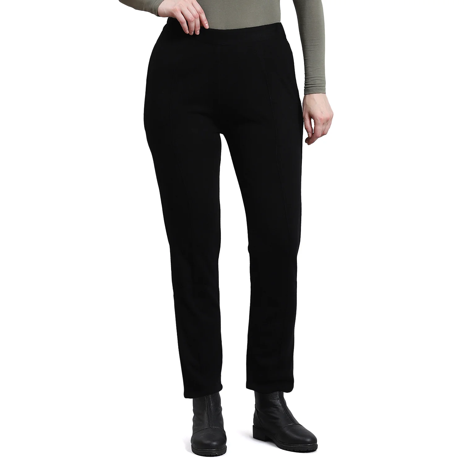 Women Black Self Design Regular Fit Winter Lower - Image 5