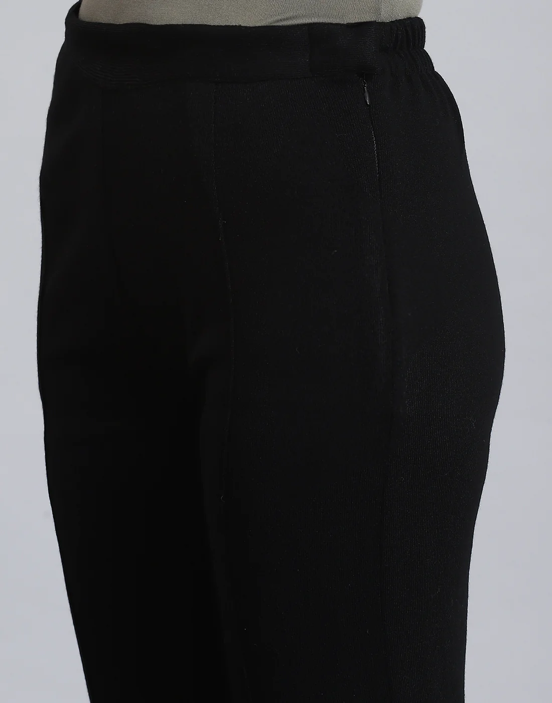 Women Black Self Design Regular Fit Winter Lower - Image 7