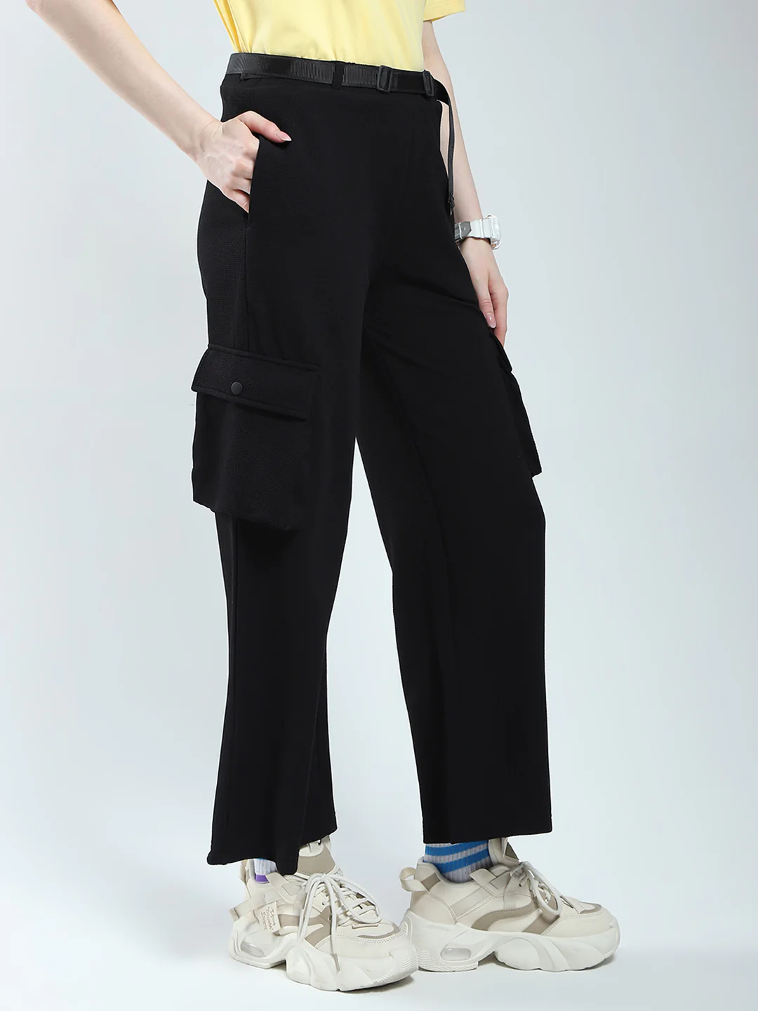 Rock.it Women Black Self Design Regular Fit Lower - Image 4