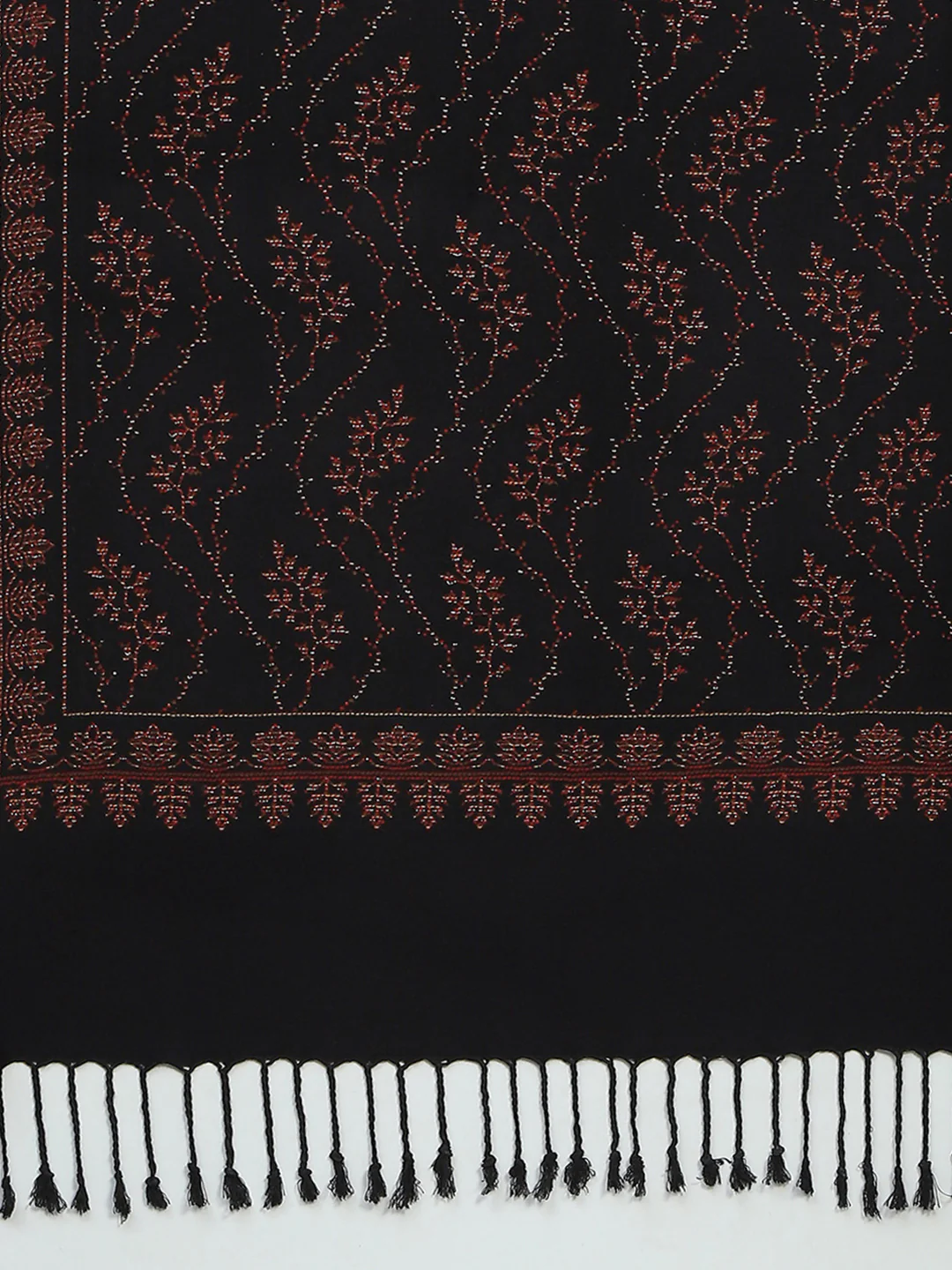 Women Black Self Design Reversible Shawl - Image 6