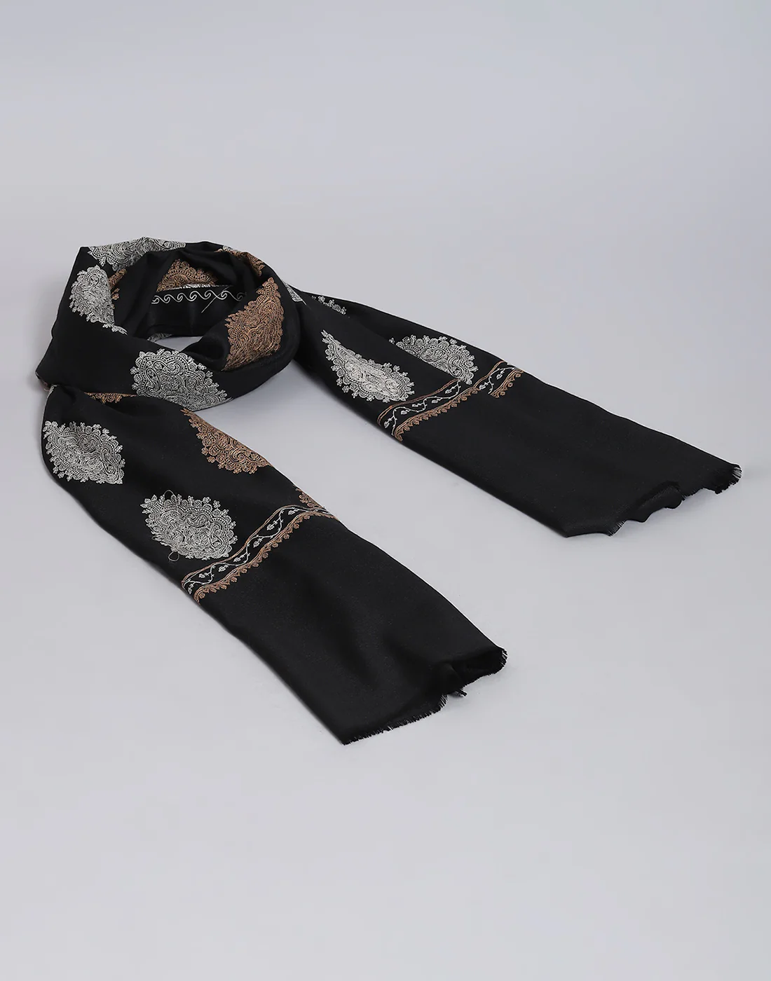 Women Black Self Design Shawl - Image 6