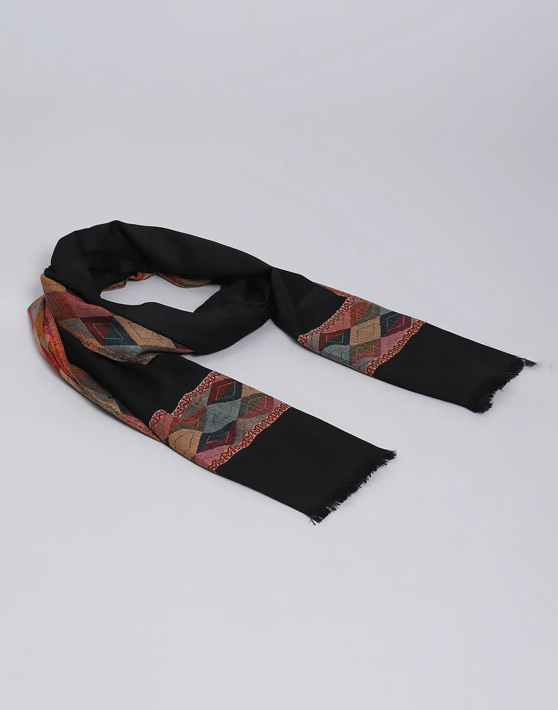 Women Black Self Design Shawl - Image 6