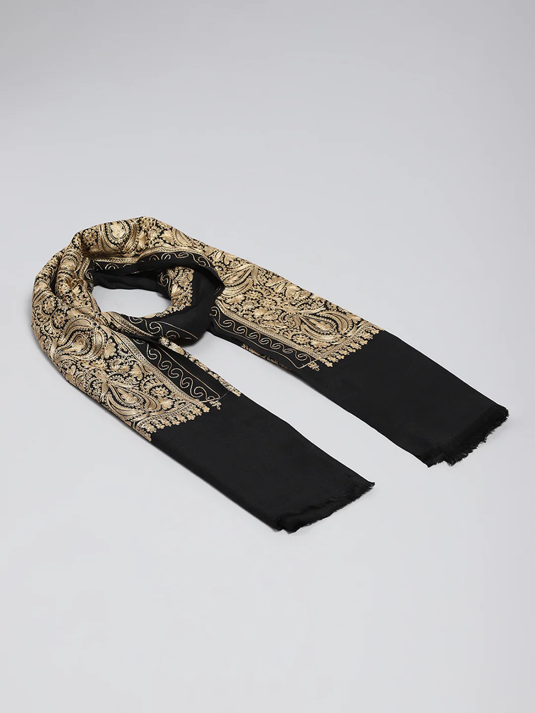 Women Black Self Design Shawl - Image 2