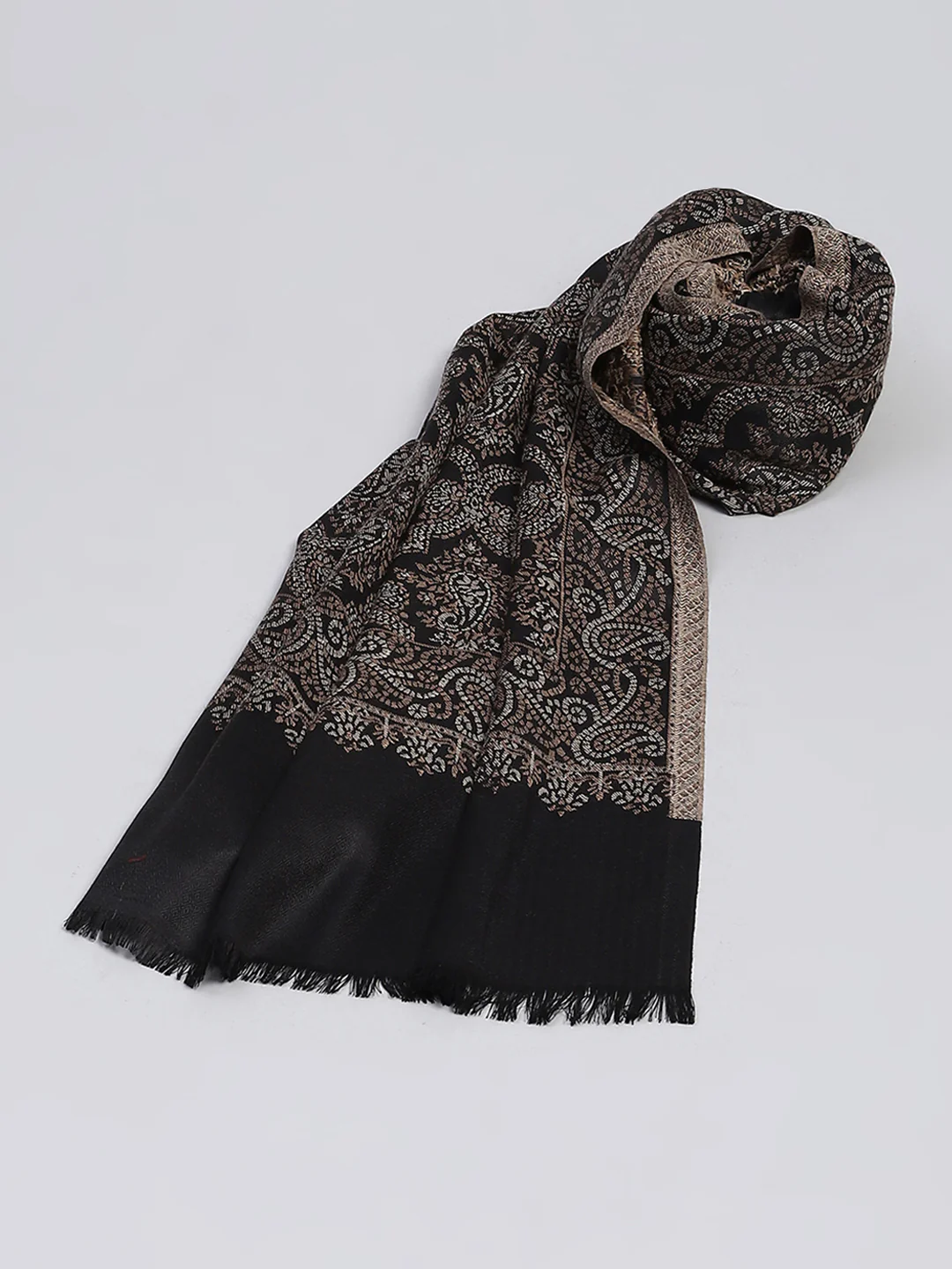 Women Black Self Design Shawl - Image 2