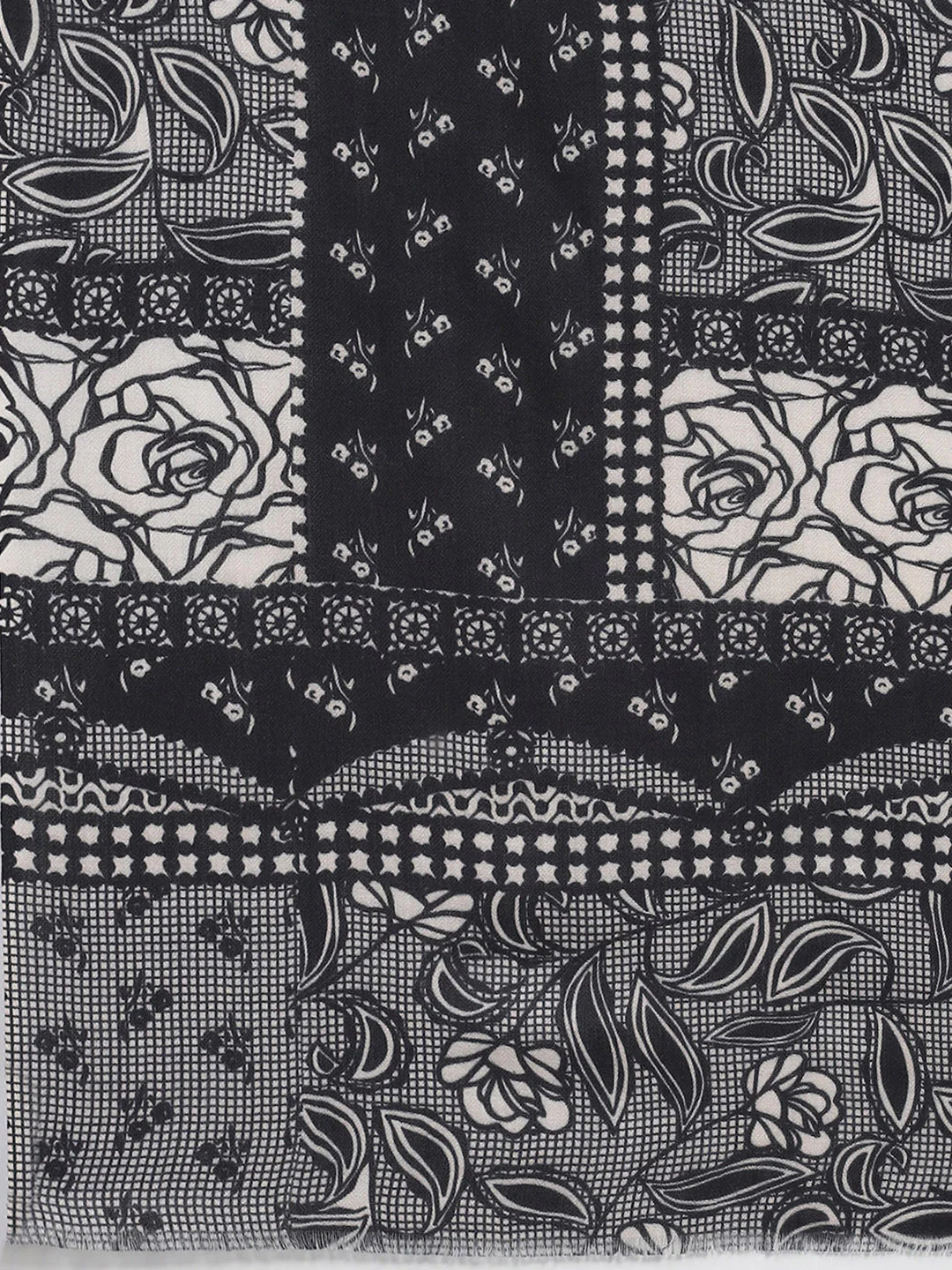 Women Black Self Design Shawl - Image 6