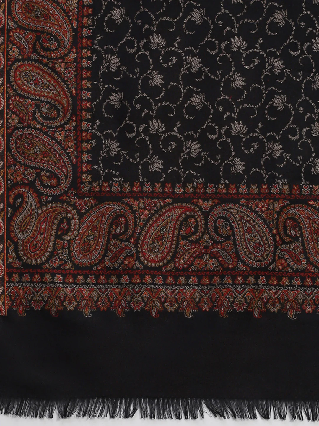 Women Black Self Design Shawl - Image 6