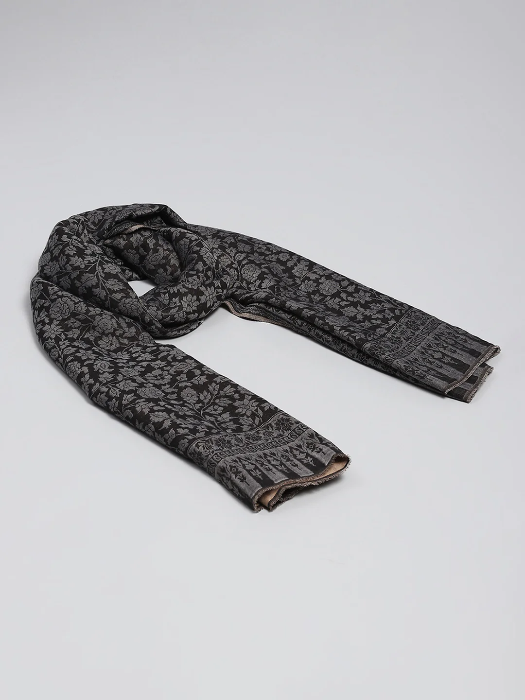 Women Black Self Design Shawl - Image 2