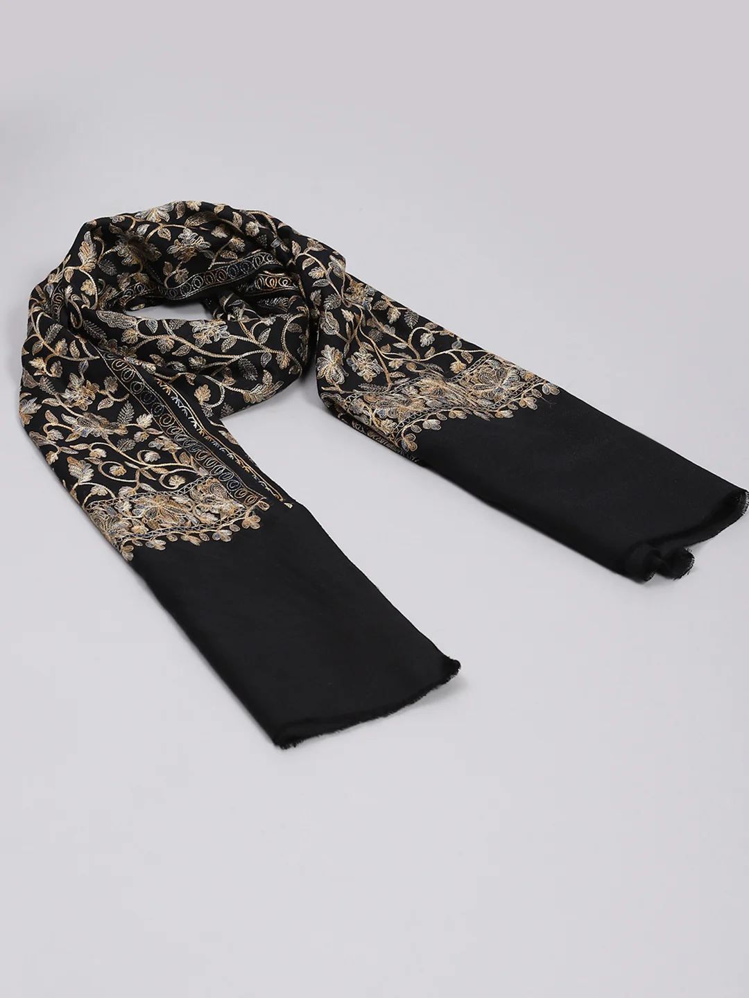 Women Black Self Design Shawl - Image 2
