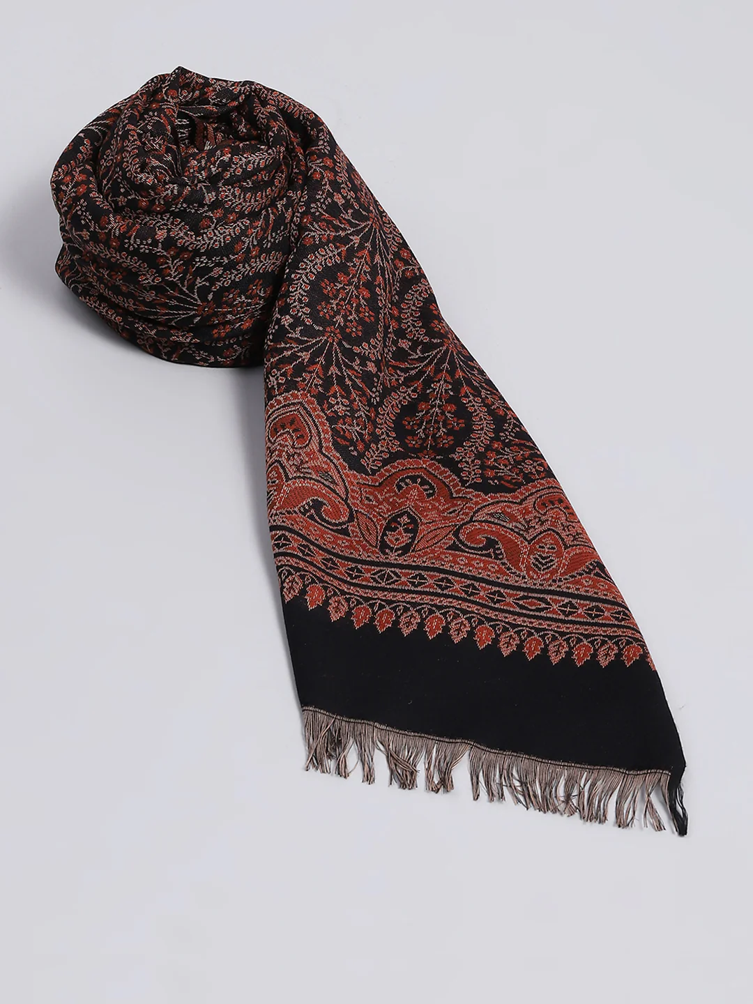 Women Black Self Design Shawl - Image 2