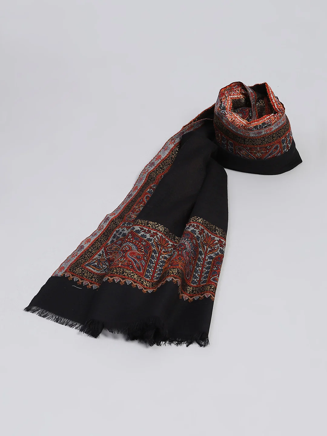 Women Black Self Design Shawl - Image 2