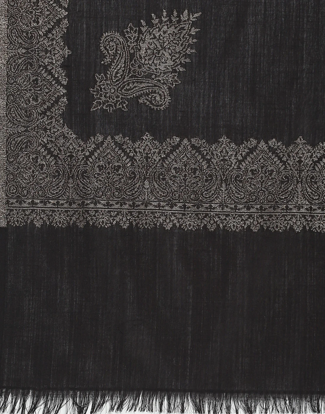 Women Black Self Design Stole - Image 6