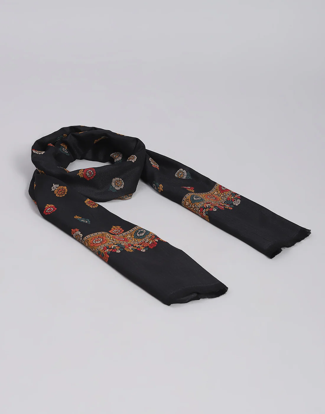 Women Black Self Design Stole - Image 5