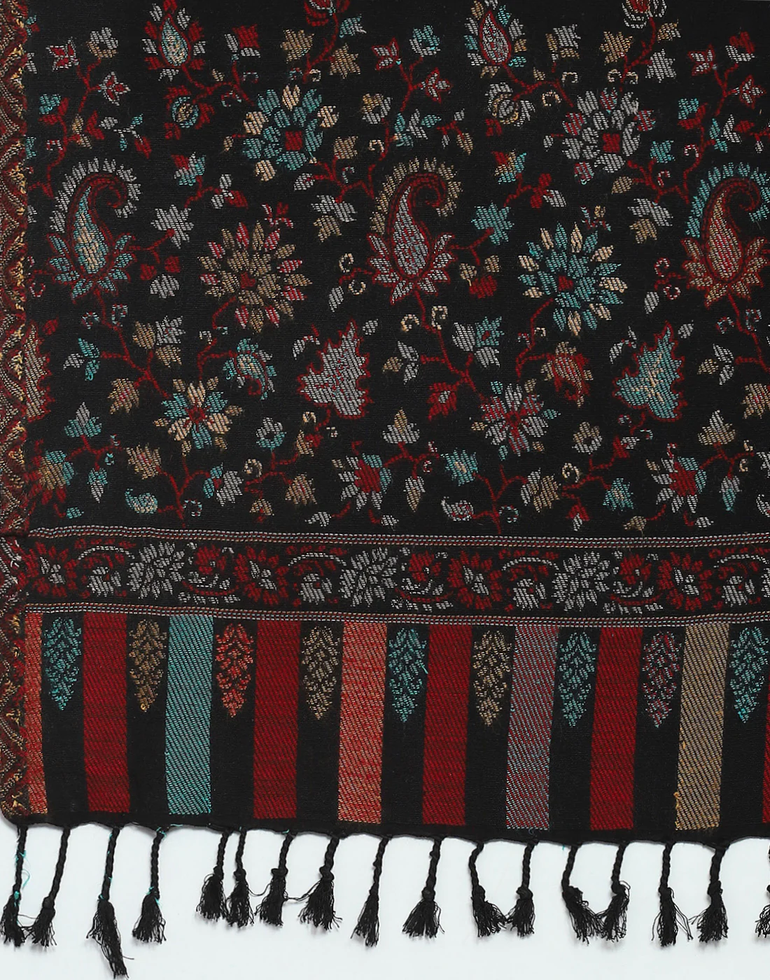 Women Black Self Design Stole - Image 7