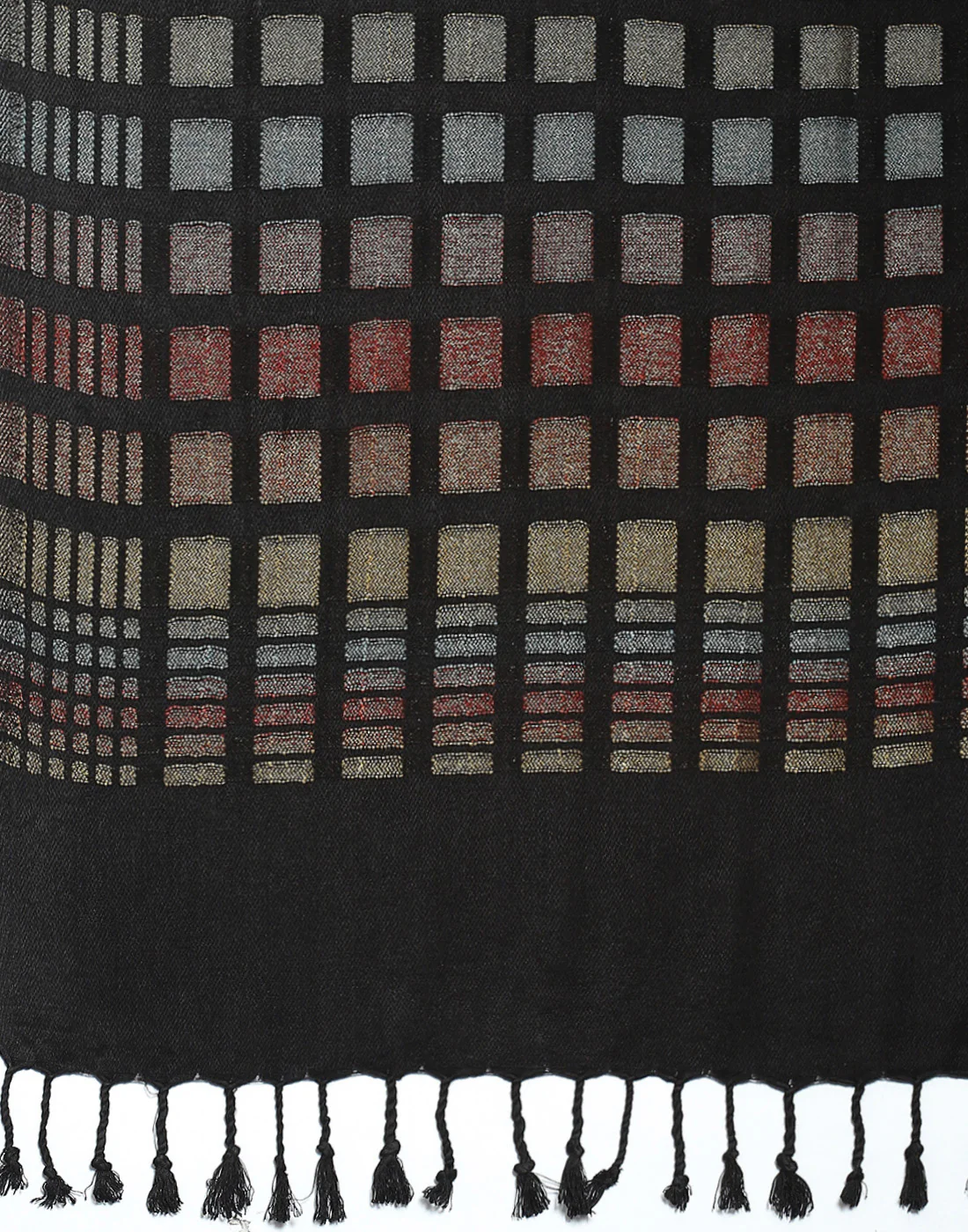 Women Black Self Design Stole - Image 8