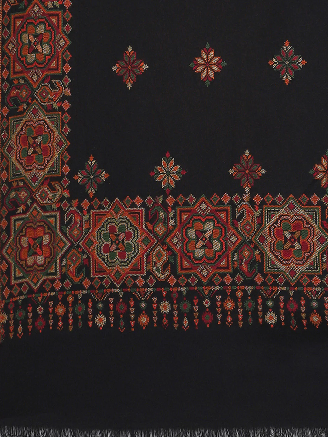 Women Black Self Design Stole - Image 7