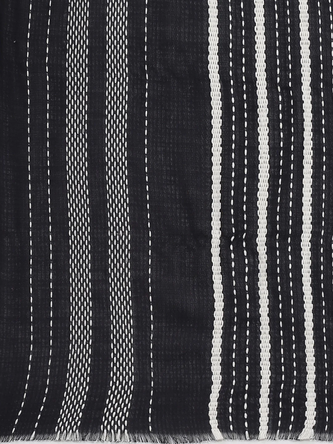 Women Black Self Design Stole - Image 7