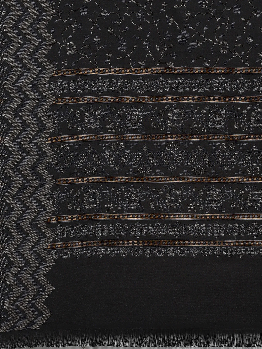 Women Black Self Design Stole - Image 7